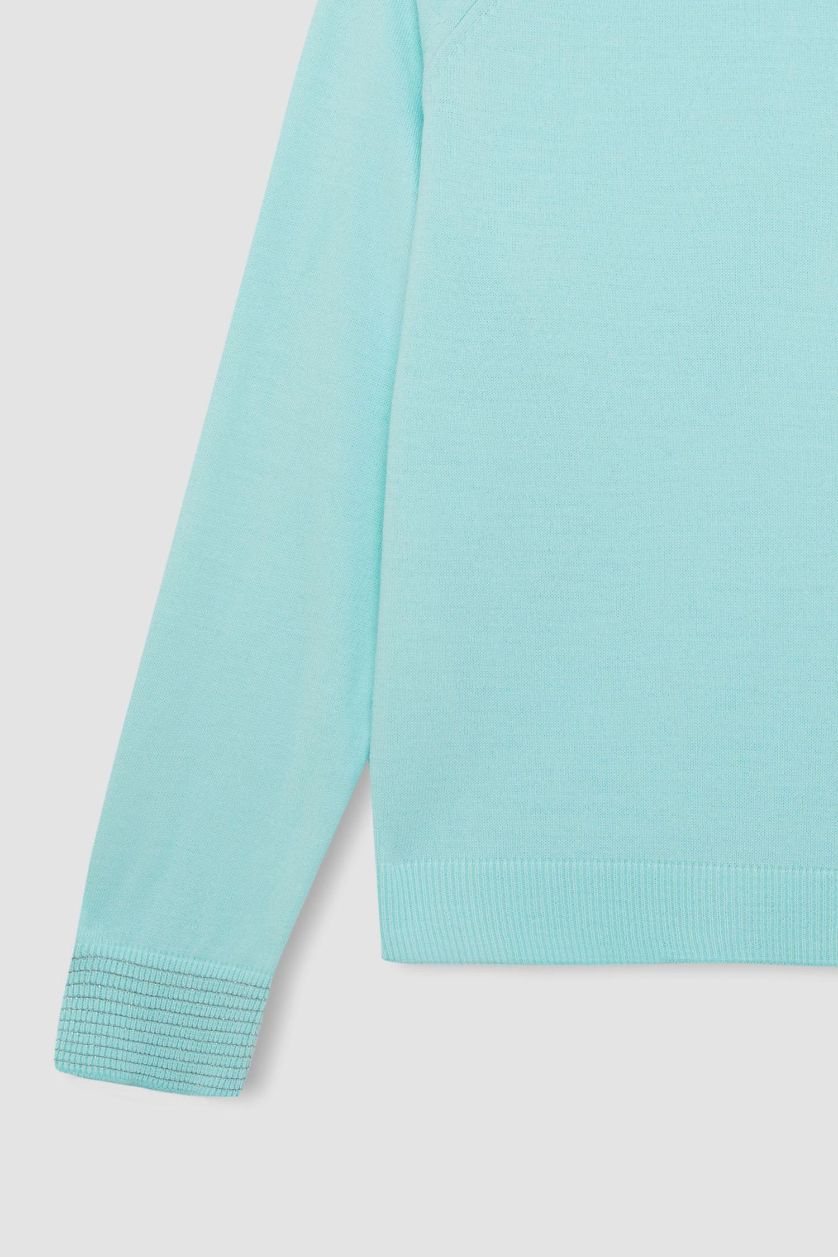 Woman Light Mint Regular Fit Crew Neck Glitter Detailed Knitted Tunic