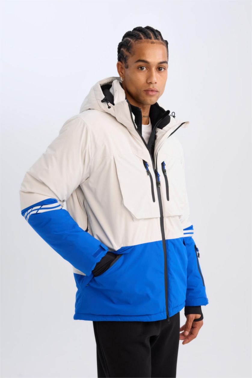 Man Sax DeFactoFit Hooded Zippered Waterproof Ski Jacket