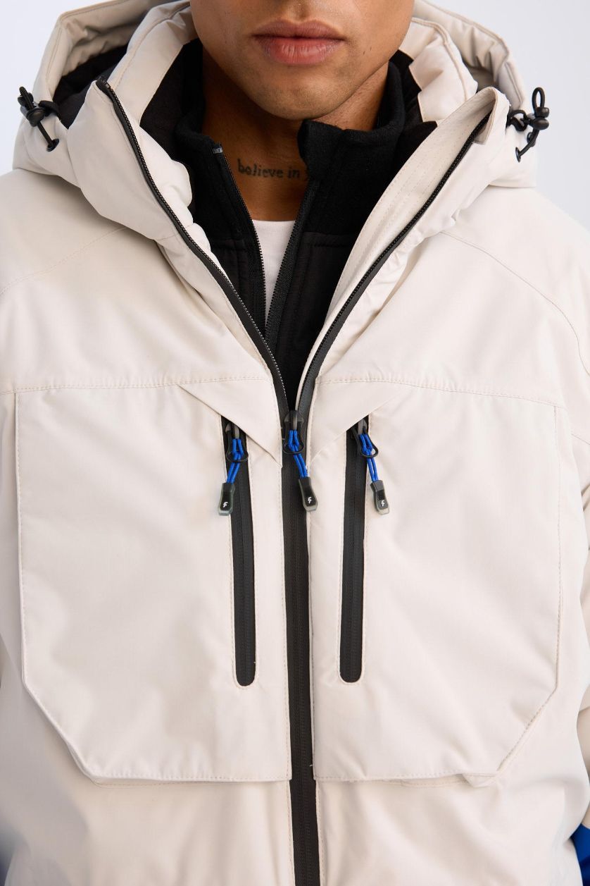 Man Sax DeFactoFit Hooded Zippered Waterproof Ski Jacket