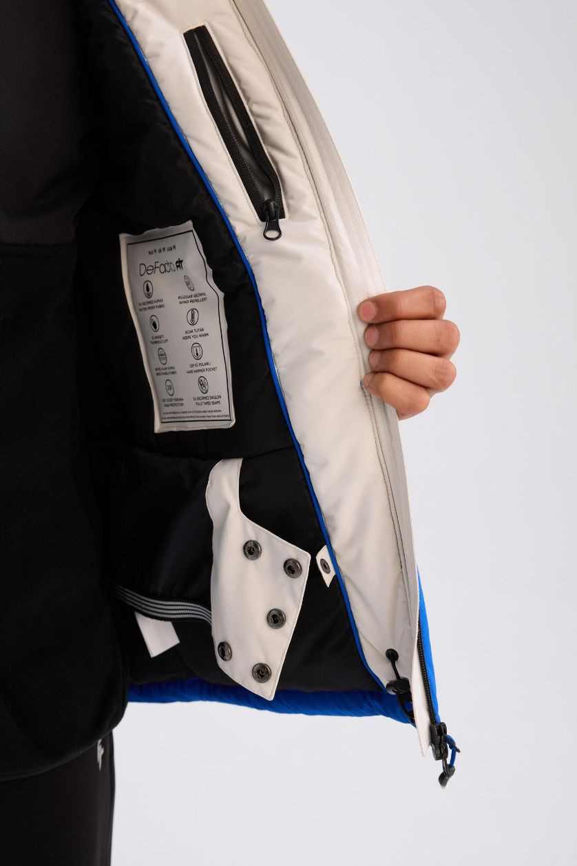 Man Sax DeFactoFit Hooded Zippered Waterproof Ski Jacket