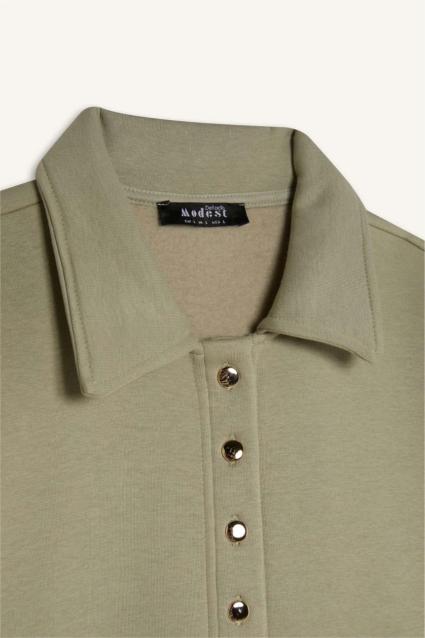 Kadın Mint Regular Fıt Kalın Sweatshirt Kumaşı Sweatshirt Tunik