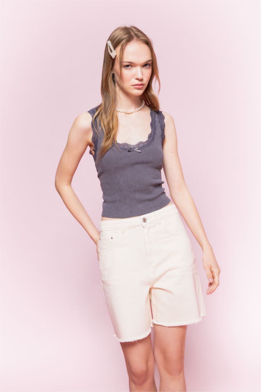 نساء أنثرا كروب توب سليم فيت مضلع