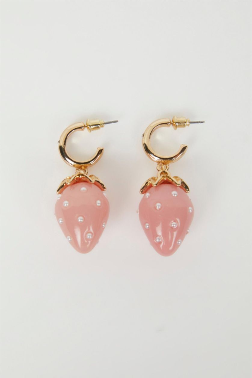WOMAN Light Pink Woman Dangling Strawberry Themed Earring