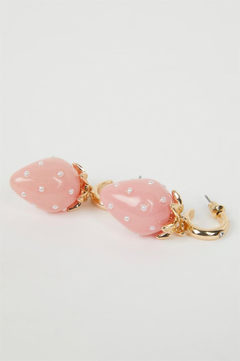 WOMAN Light Pink Woman Dangling Strawberry Themed Earring