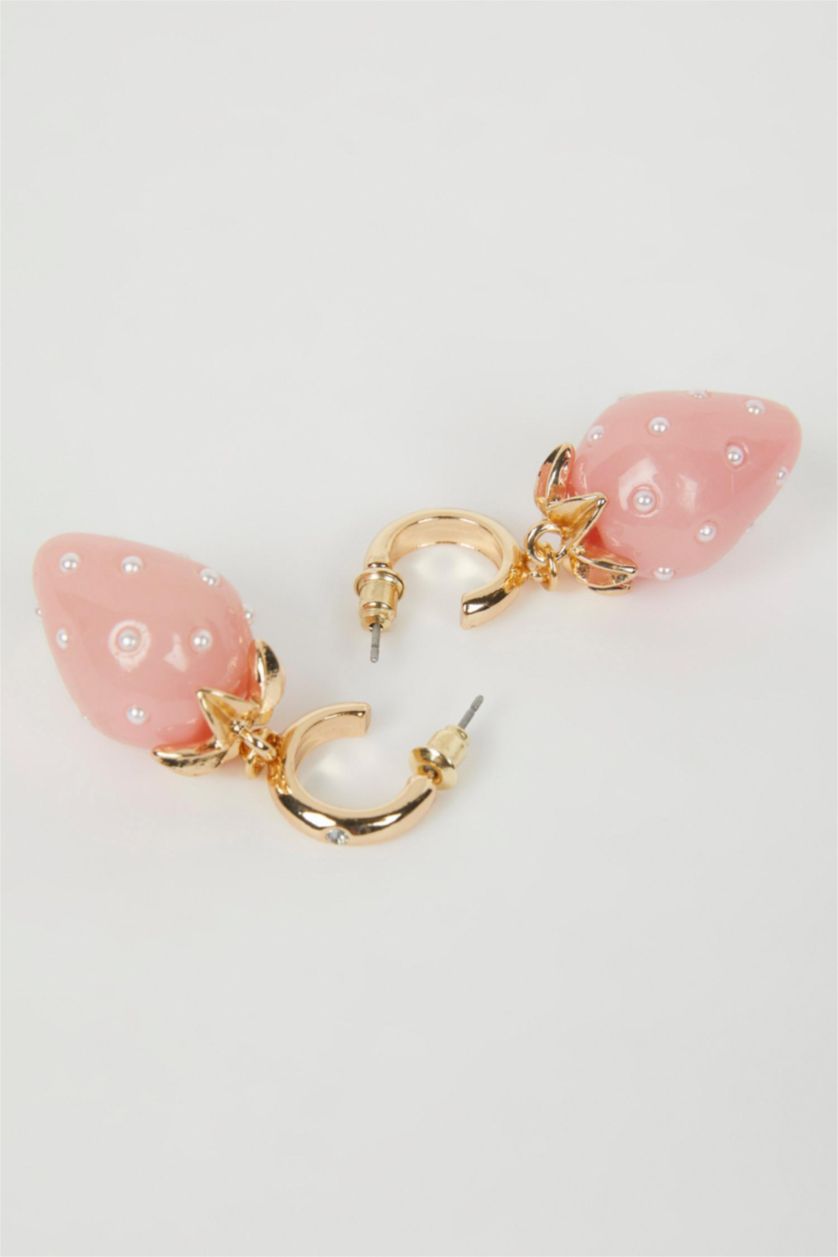 WOMAN Light Pink Woman Dangling Strawberry Themed Earring
