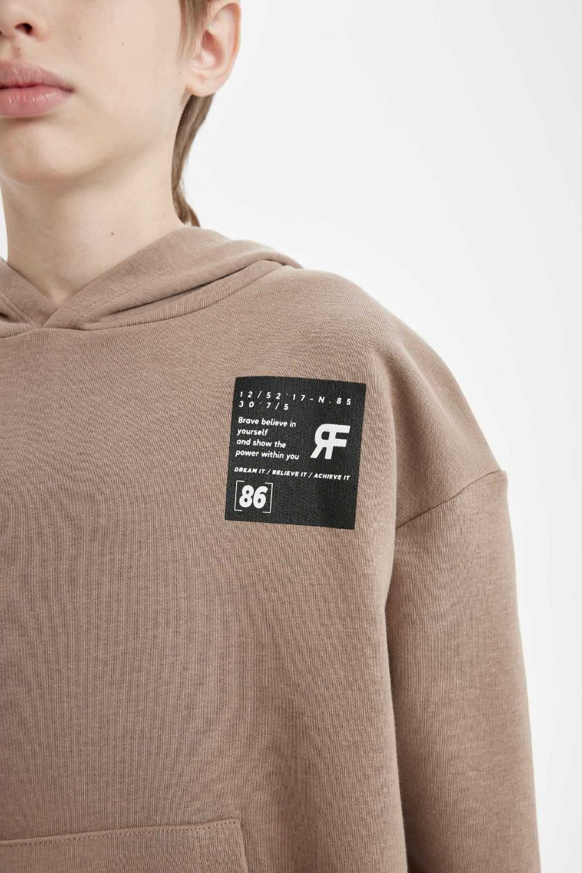 أولاد فيزوني سويت شيرت ولادي للمدرسة اوفر سايز بغطاء للرأس بجيب