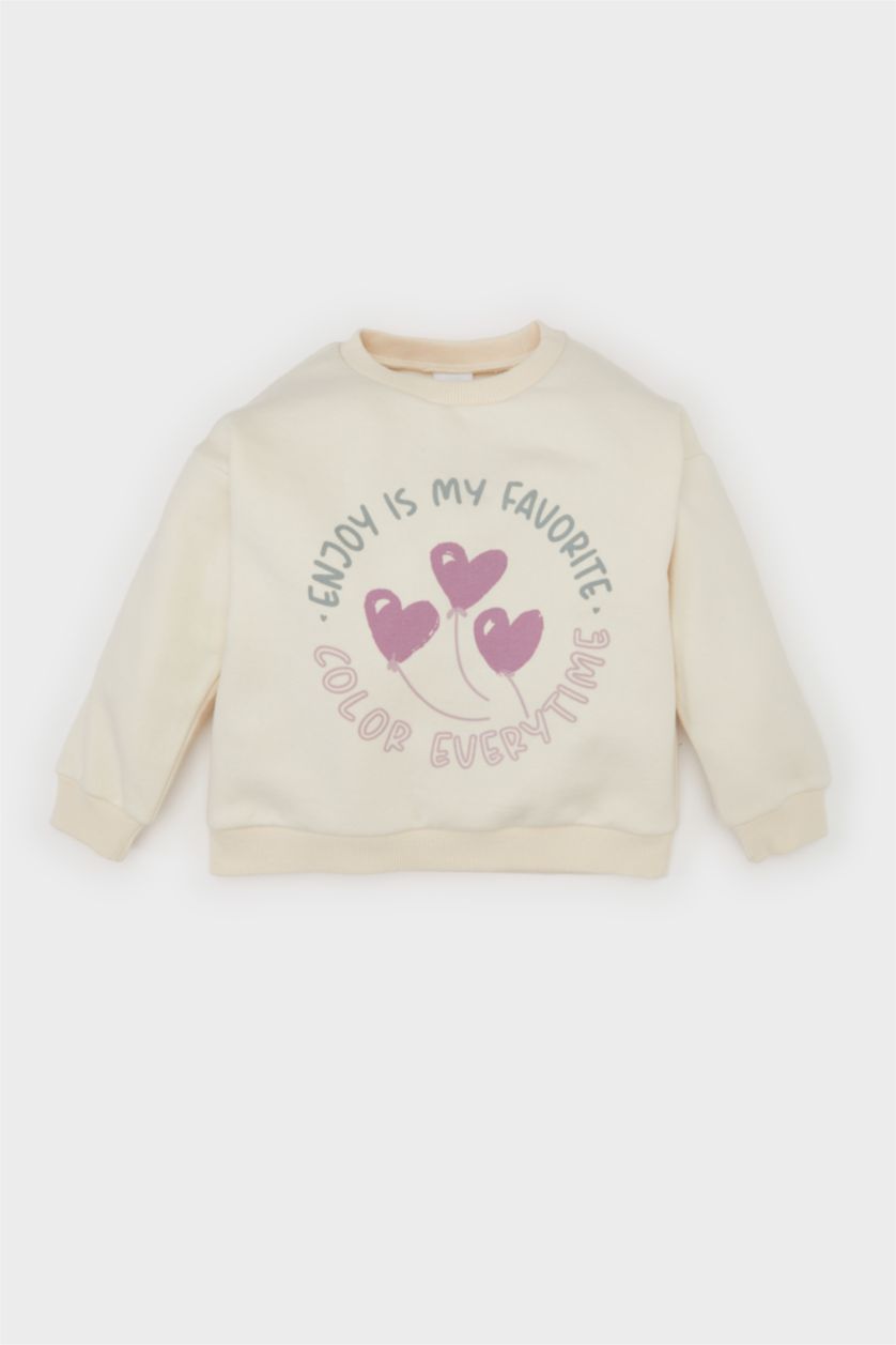 Baby Girl Sand Regular Fit Crew Neck Sweatshirt