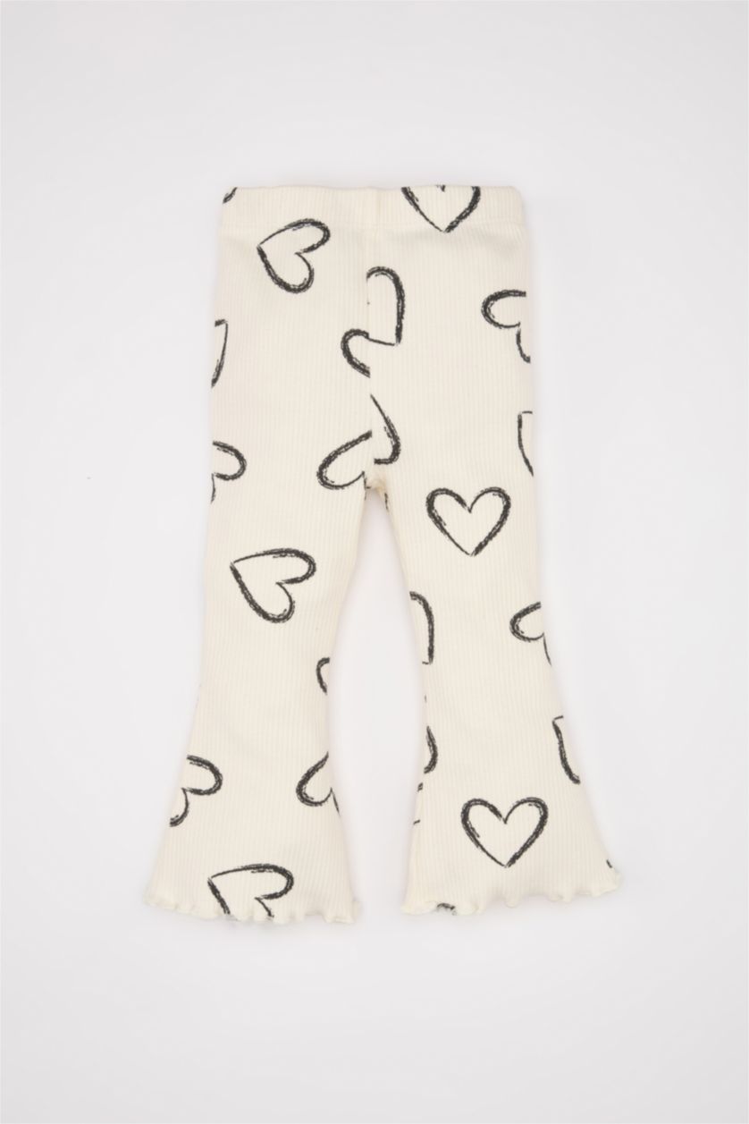 BABY GIRL Ecru Baby Girl Heart Patterned Sweatshirt Pants 2 Piece Set