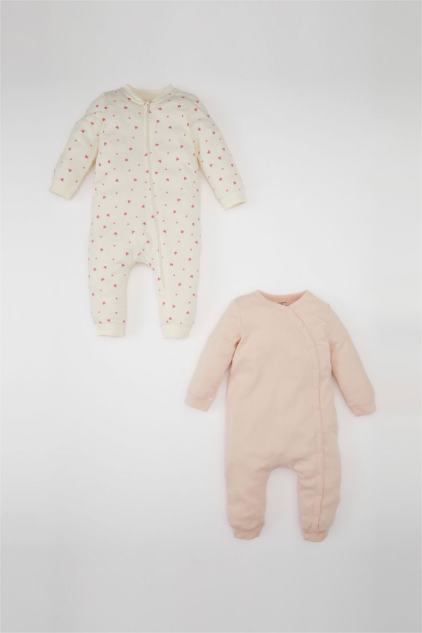 BABY GIRL Pink Baby Girl Heart Patterned 2 Pack Jumpsuit