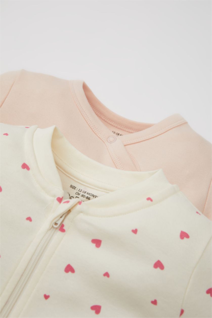 BABY GIRL Pink Baby Girl Heart Patterned 2 Pack Jumpsuit