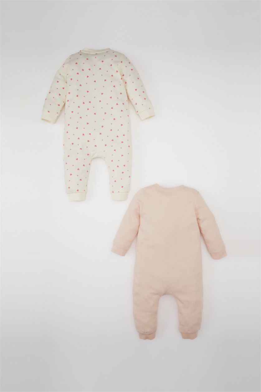 BABY GIRL Pink Baby Girl Heart Patterned 2 Pack Jumpsuit