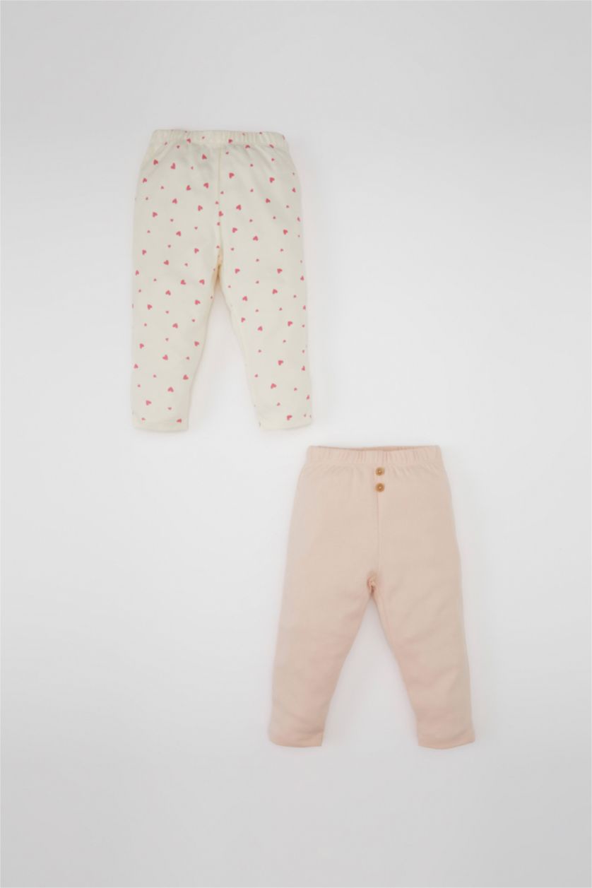 Baby Girls Pink Baby Girl Heart Patterned 2 Piece Pants