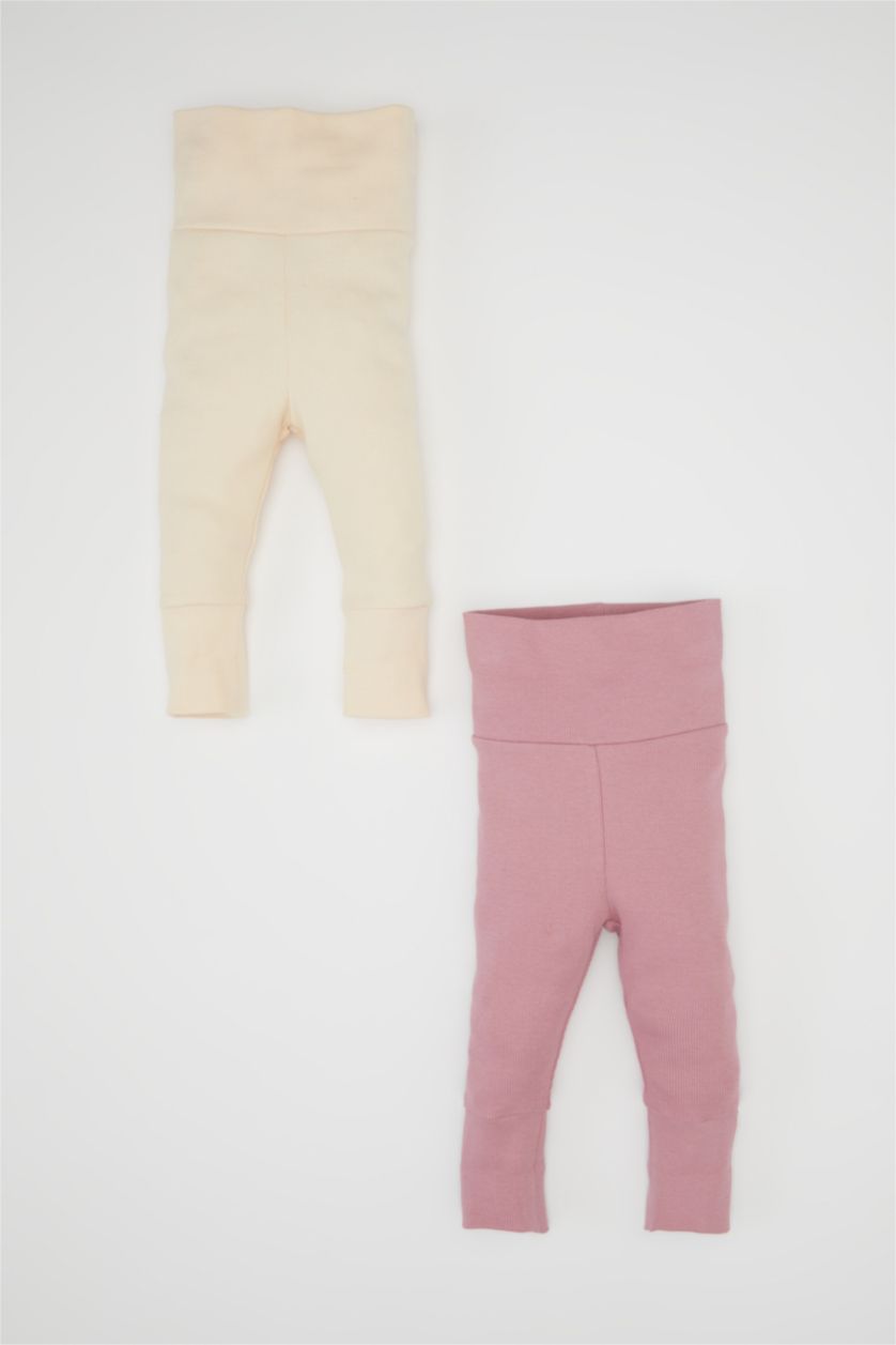 BÉBÉ FILLE Beige Lot de 2 Leggings pour Bébé Fille