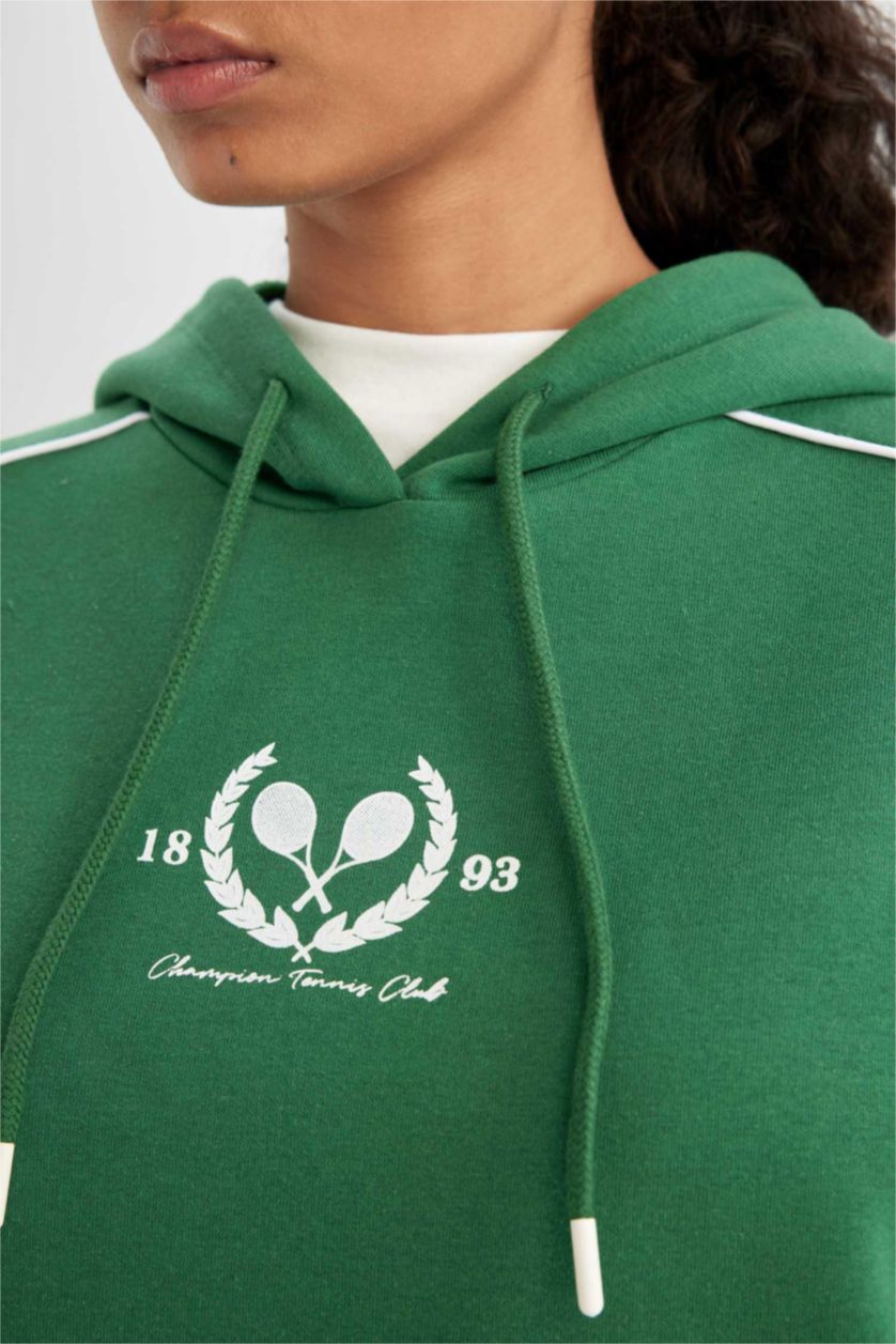 WOMAN Green DeFactoFit Oversize Hooded Sports Sweatshirt
