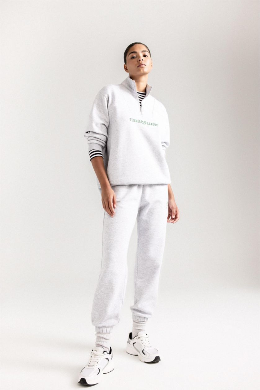 Women Grey Melange Standard Fit Trousers