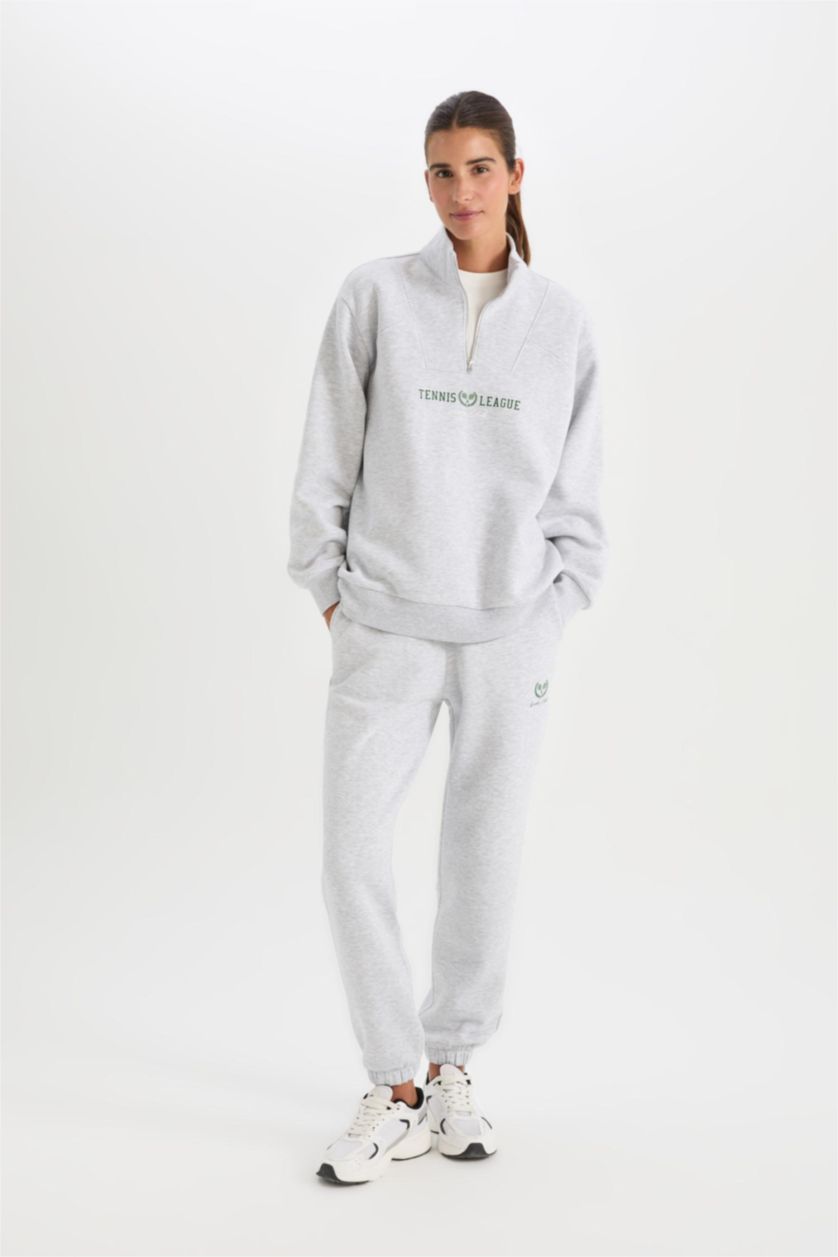 Women Grey Melange Standard Fit Trousers