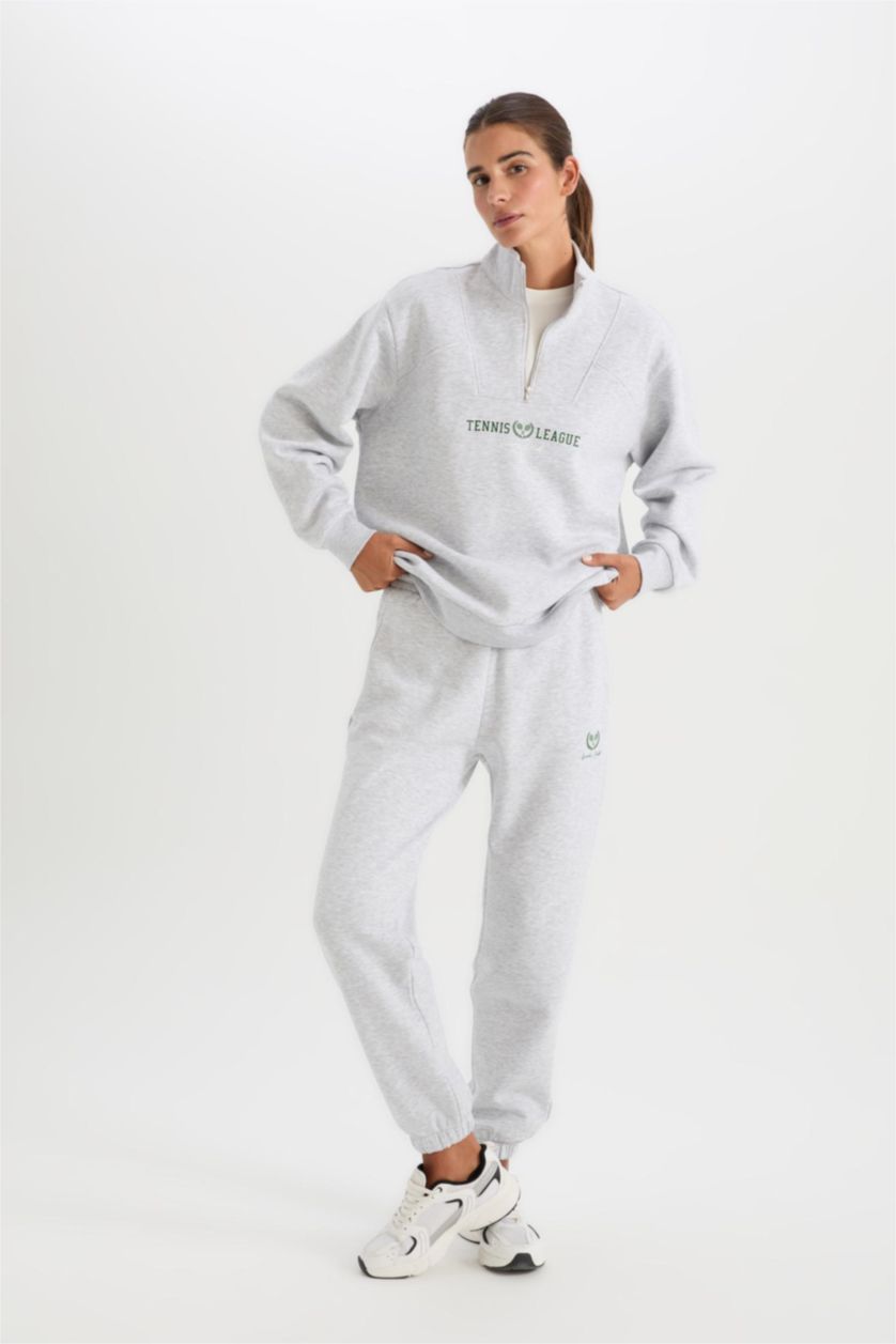 Women Grey Melange Standard Fit Trousers