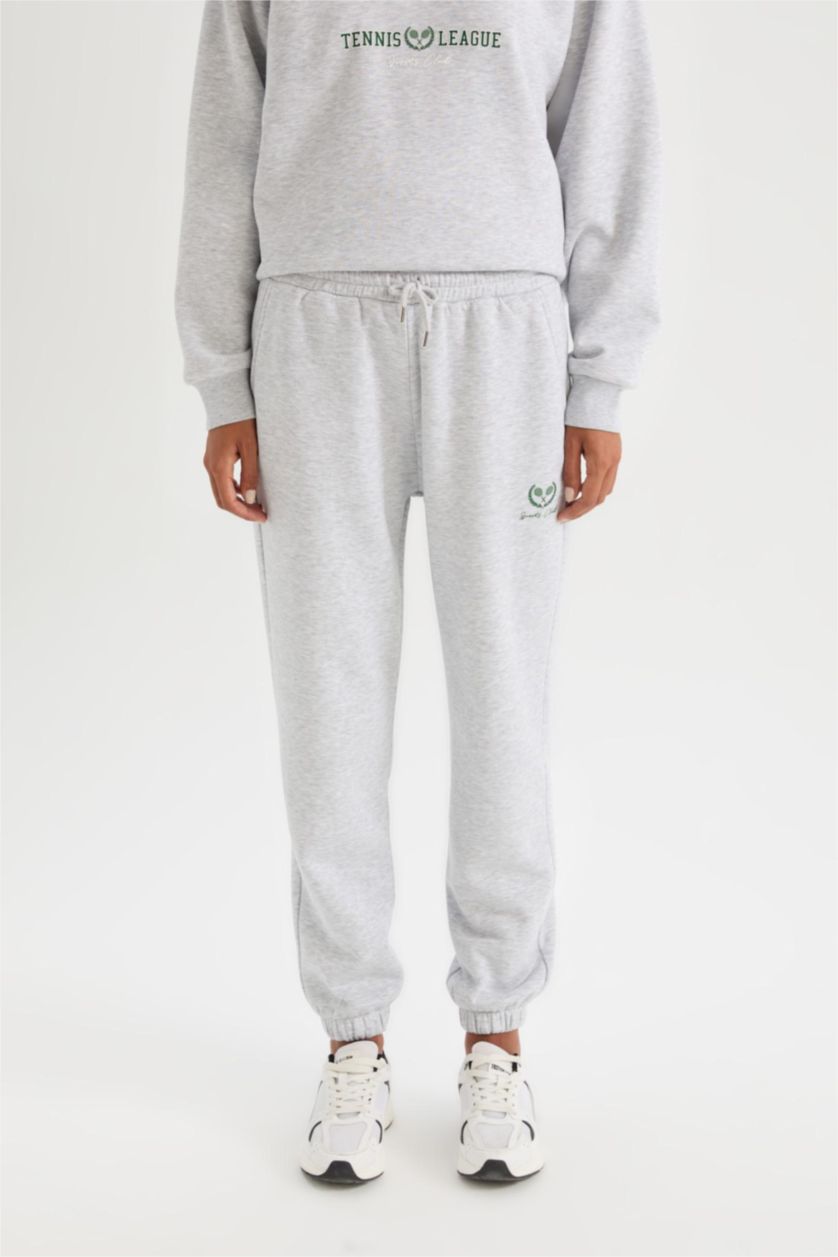 Women Grey Melange Standard Fit Trousers