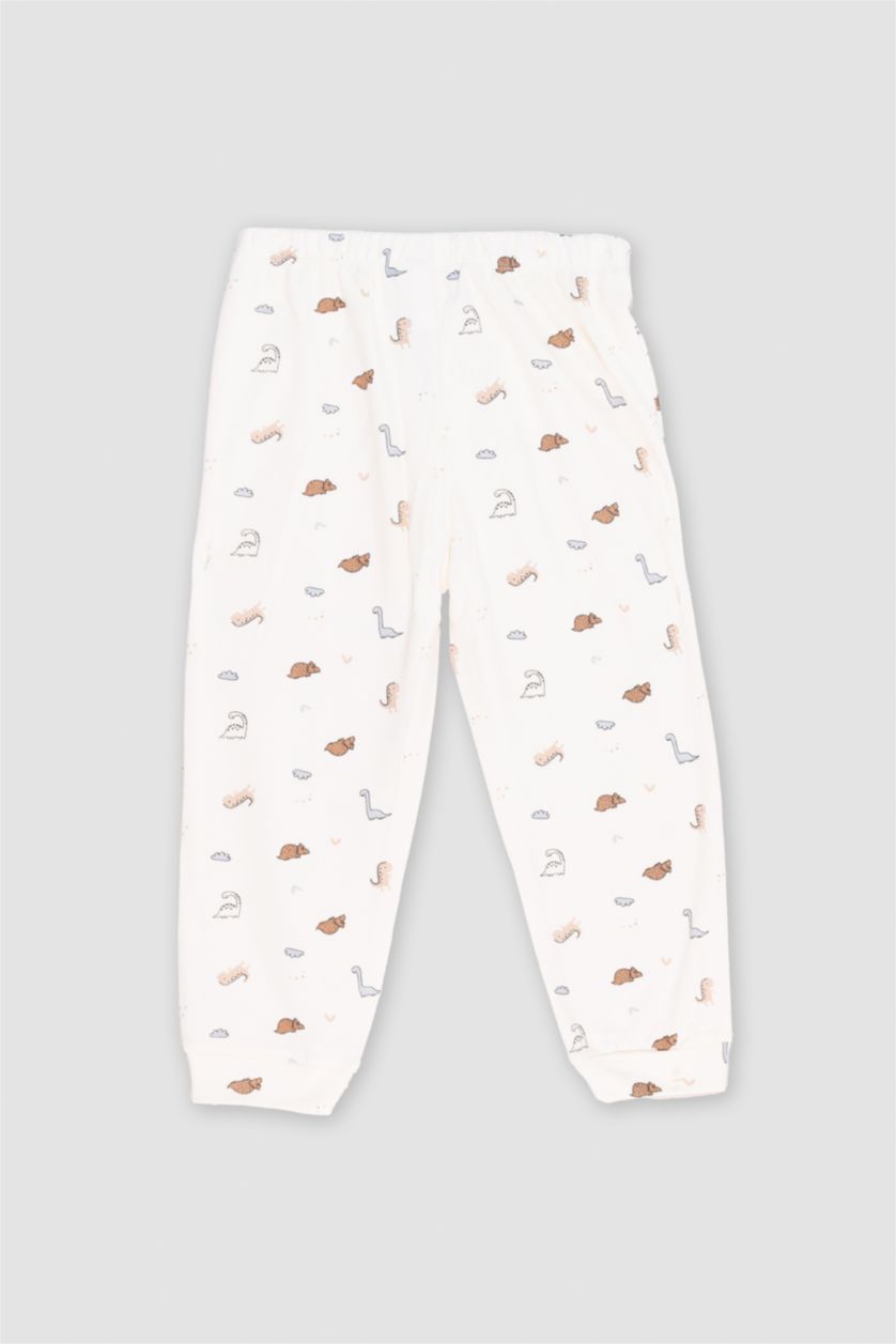 BABY GIRL Light Blue Baby Boy Regular Fit Dinosaur Printed 2 Piece Pants