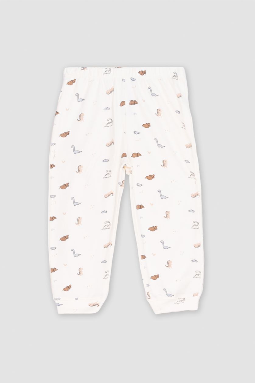 BABY GIRL Light Blue Baby Boy Regular Fit Dinosaur Printed 2 Piece Pants