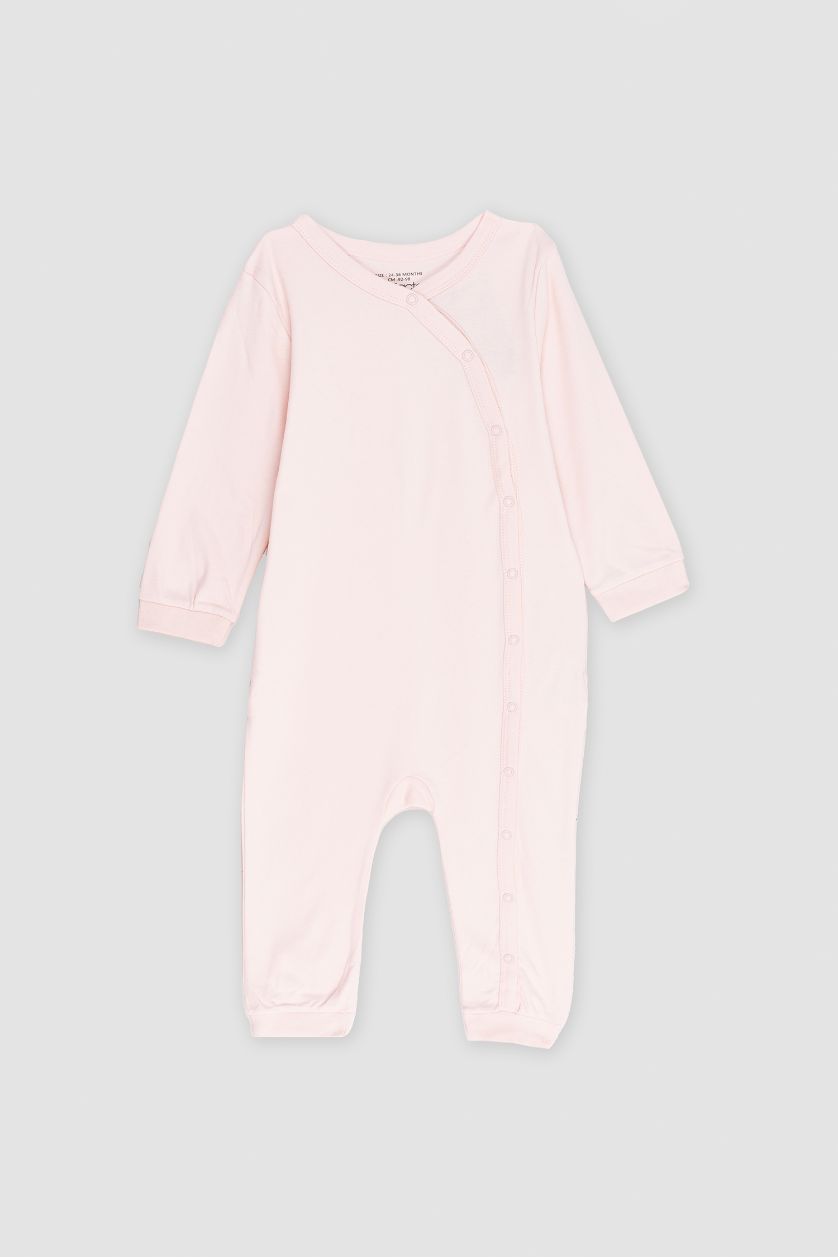 BABY GIRL Pink Baby Girl Newborn Heart Patterned 2 Piece Jumpsuit