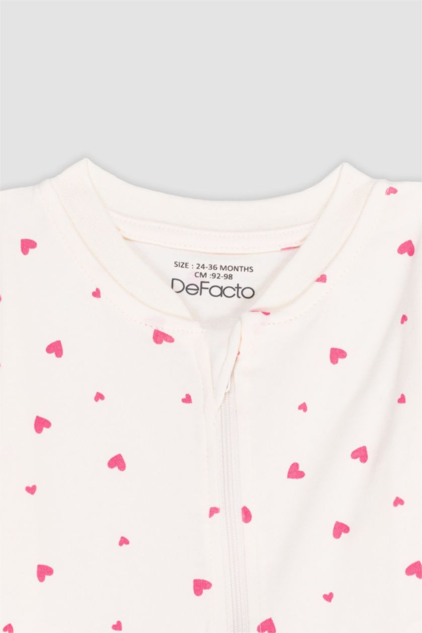 BABY GIRL Pink Baby Girl Newborn Heart Patterned 2 Piece Jumpsuit