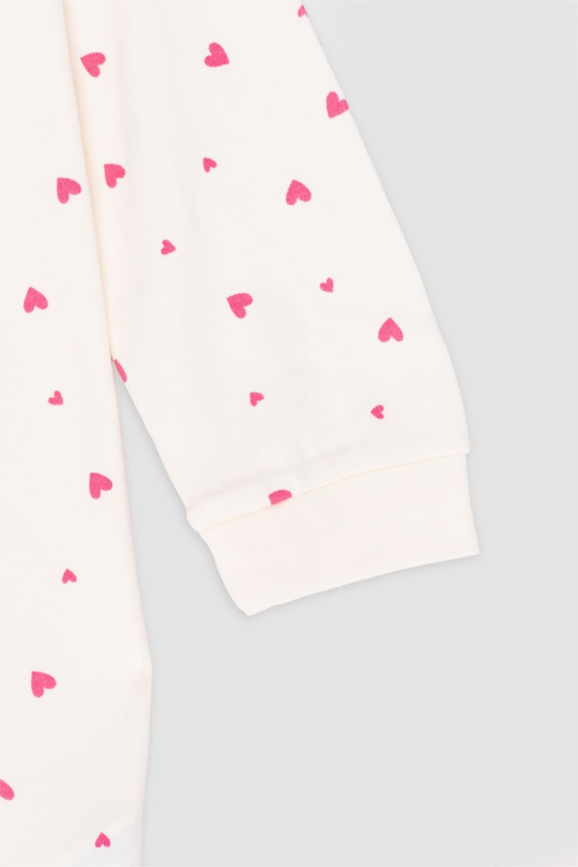 BABY GIRL Pink Baby Girl Newborn Heart Patterned 2 Piece Jumpsuit