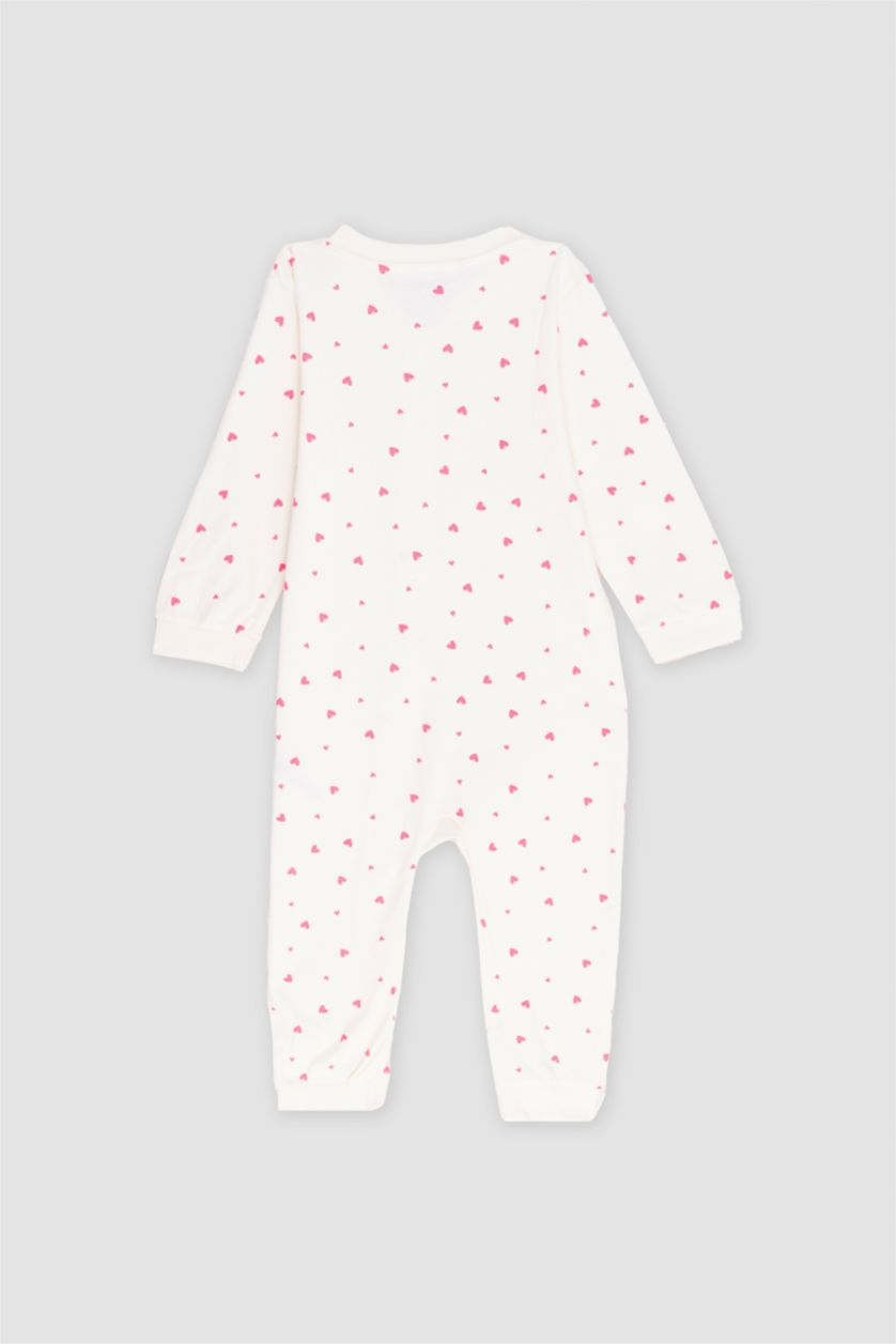 BABY GIRL Pink Baby Girl Newborn Heart Patterned 2 Piece Jumpsuit