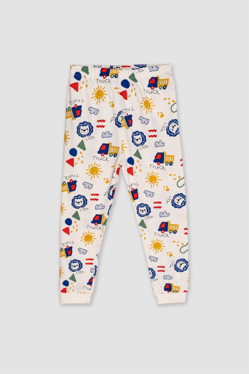 BABY BOY White Baby Boy Lion Printed Cotton 2 Piece Pajama Set