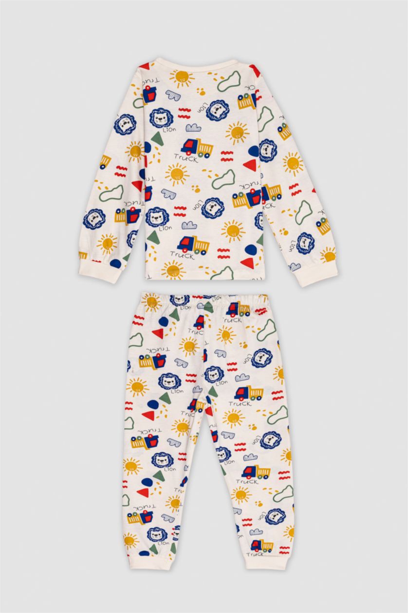 BABY BOY White Baby Boy Lion Printed Cotton 2 Piece Pajama Set