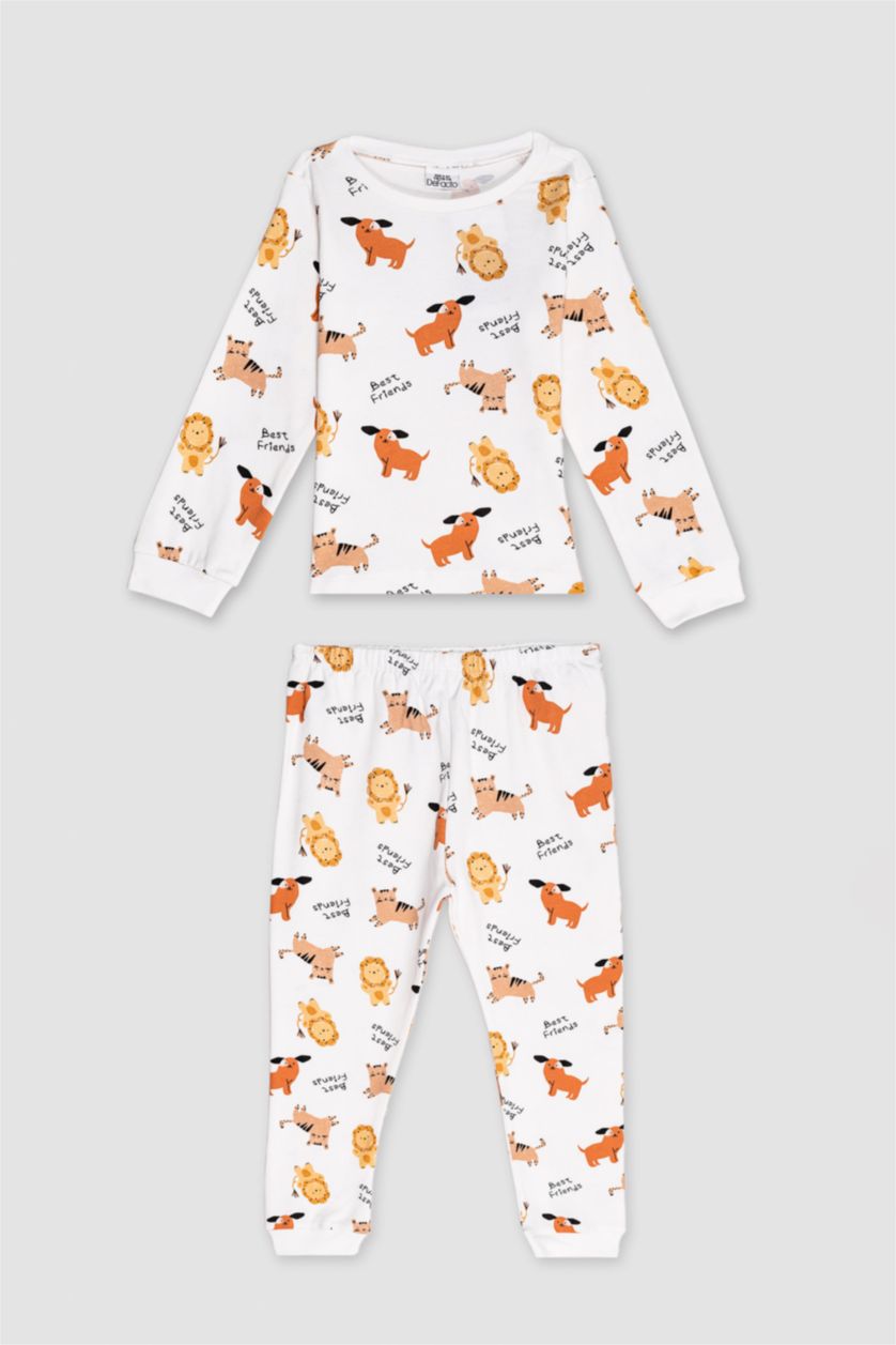 BABY BOY White Baby Boy Printed 2 Piece Pajama Set