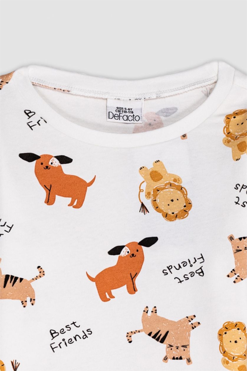 BABY BOY White Baby Boy Printed 2 Piece Pajama Set