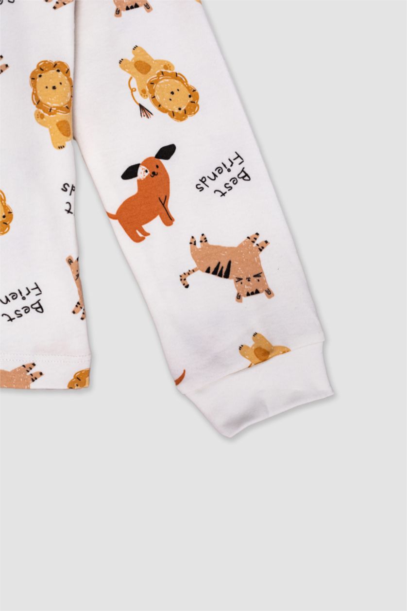 BABY BOY White Baby Boy Printed 2 Piece Pajama Set