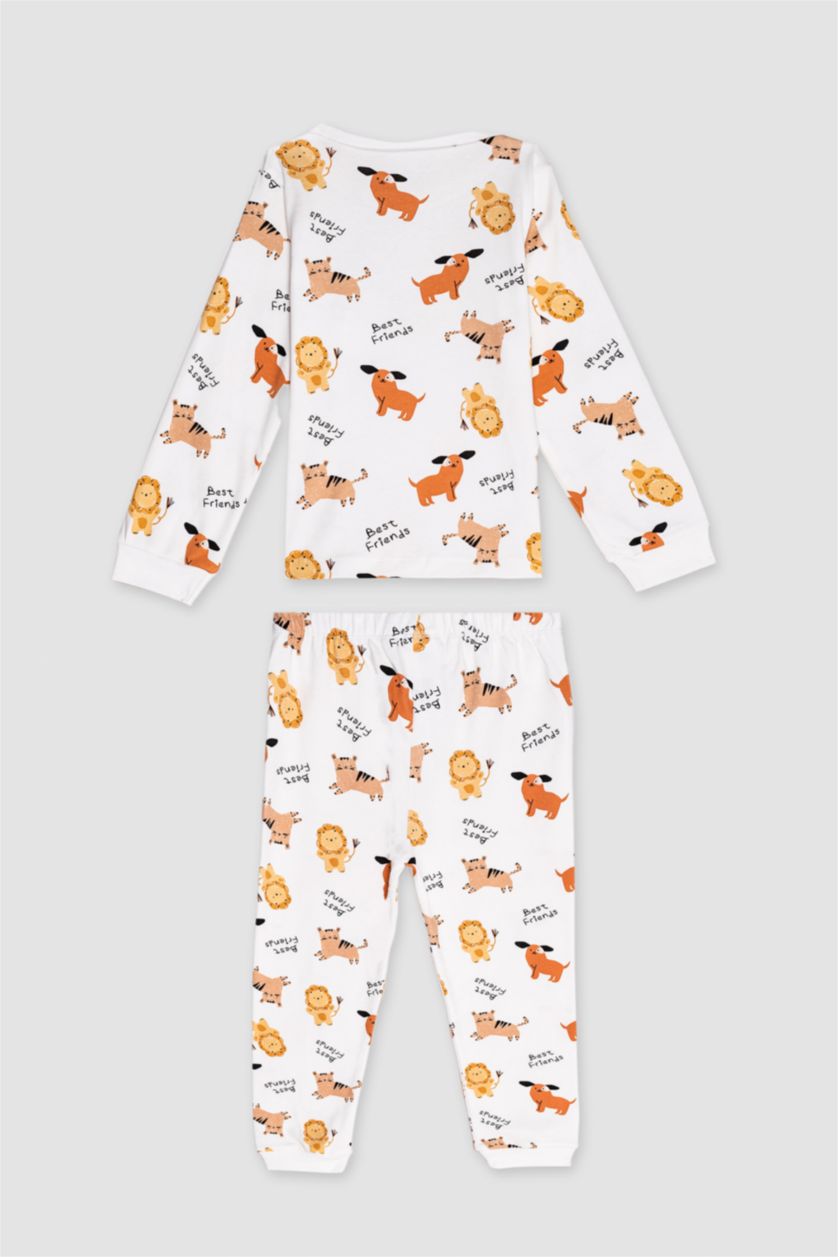 BABY BOY White Baby Boy Printed 2 Piece Pajama Set