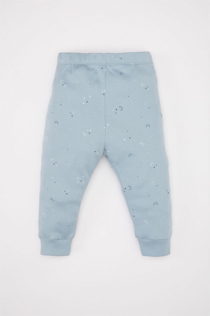 Erkek Bebek Mavi Erkek Bebek Pijama Takımı Baskılı Uzun Kollu Üst Uzun Alt