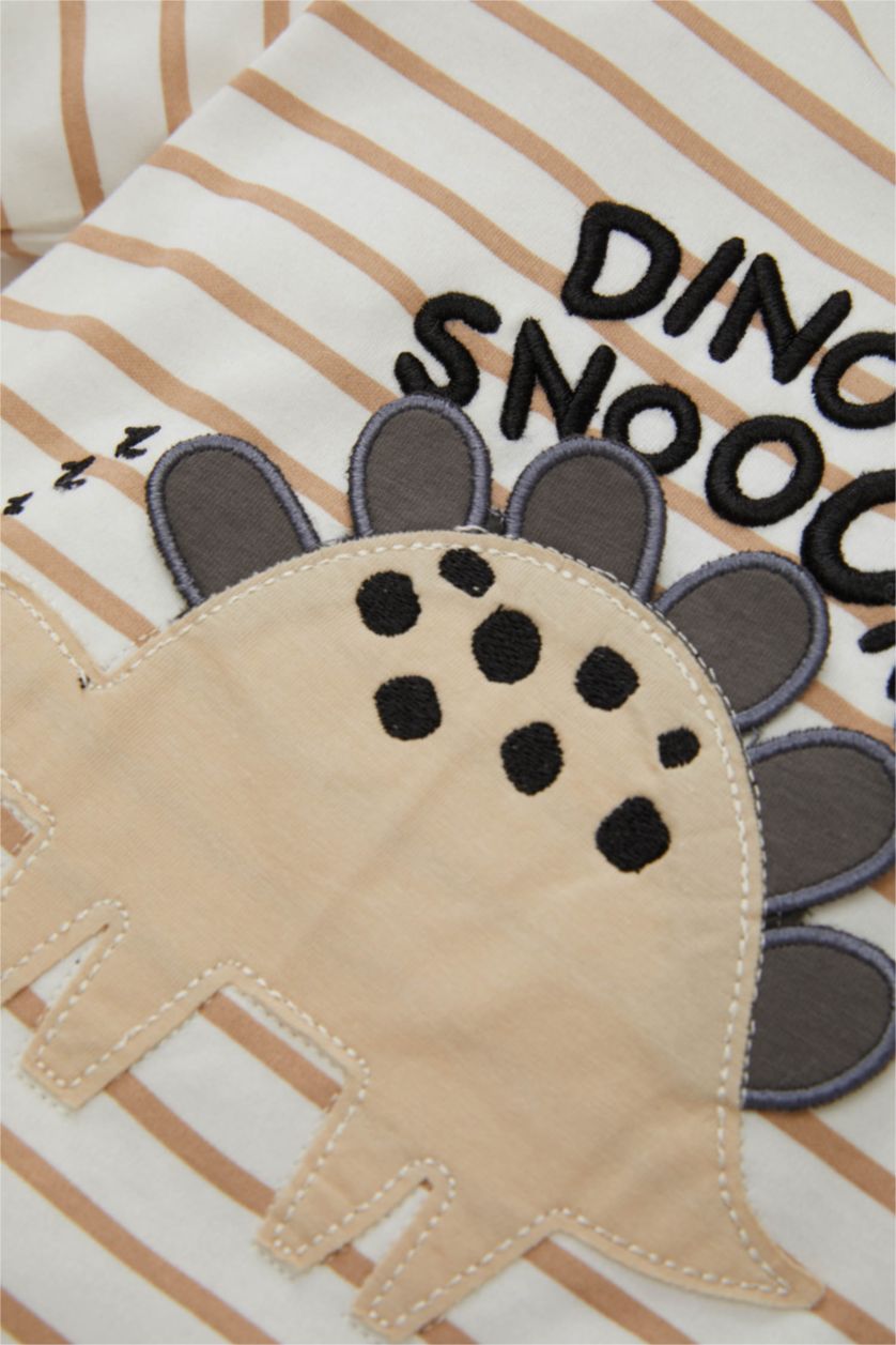 Erkek Bebek Vizon Erkek Bebek Pijama Takım Çizgili Uzun Kollu Üst Beli Lastikli Uzun Alt