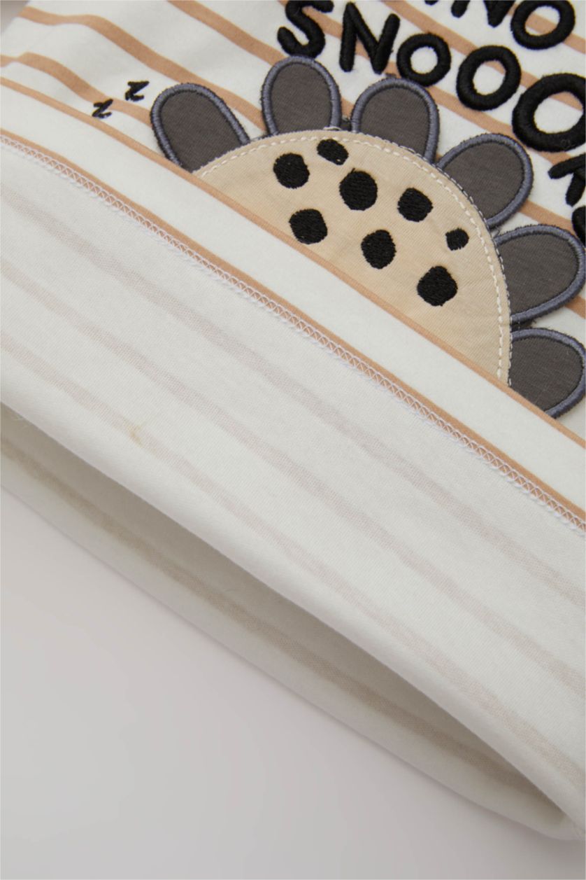 Erkek Bebek Vizon Erkek Bebek Pijama Takım Çizgili Uzun Kollu Üst Beli Lastikli Uzun Alt