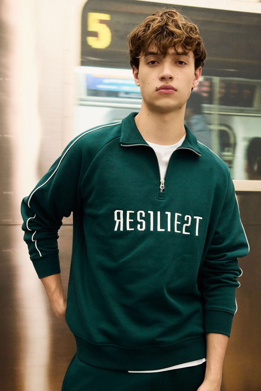 MAN Dark Green Boxy Fit Long Sleeve Sweatshirt