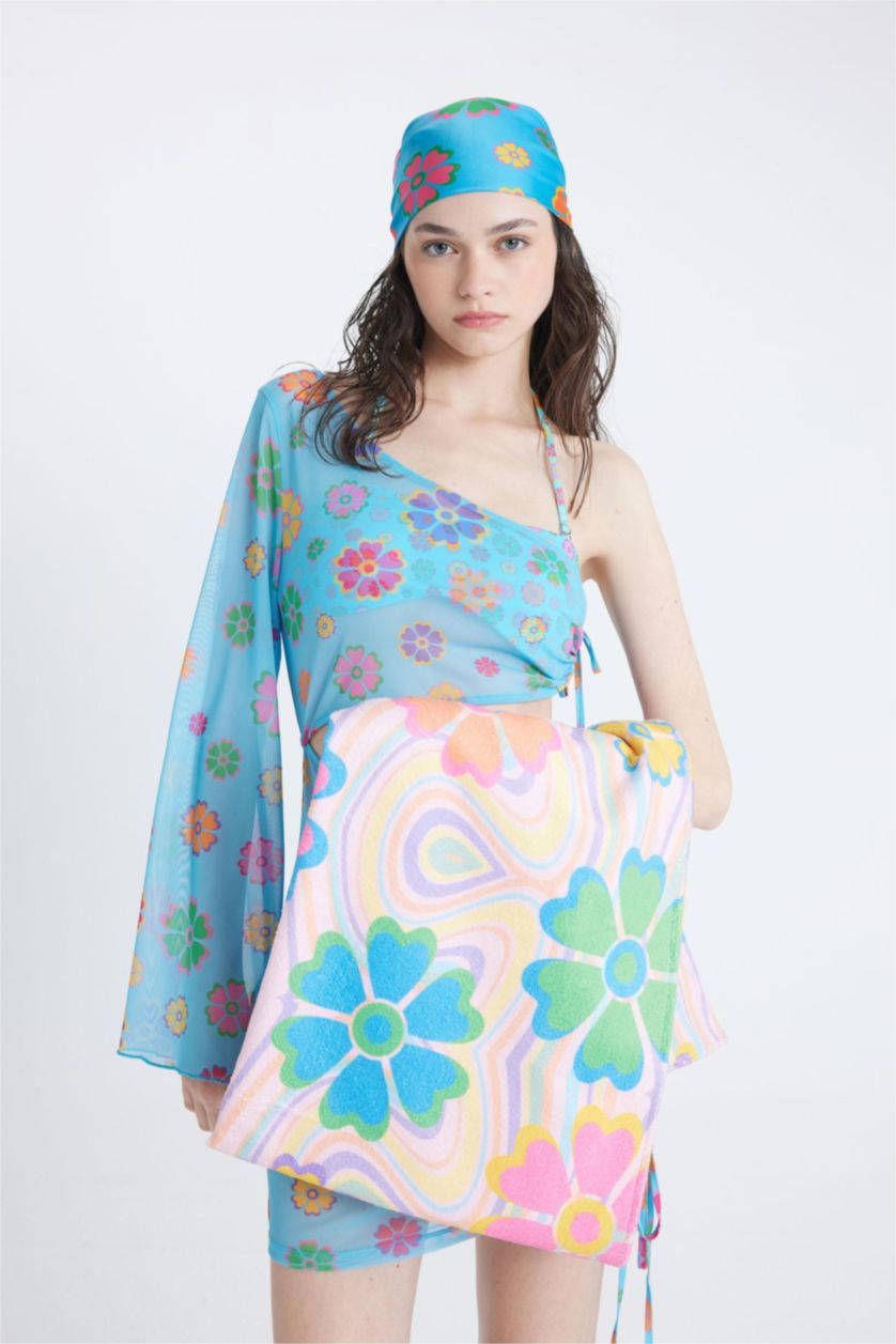 Kadın Karma Declara x DeFacto Çiçekli Plaj Havlusu