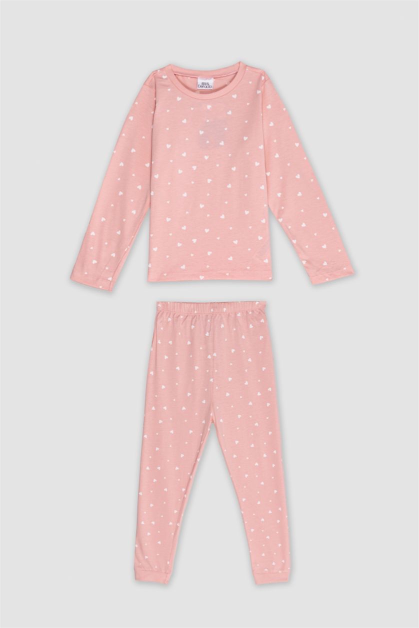 BABY GIRL Pink Baby Girl Heart Patterned Cotton 2 Piece Pajama Set