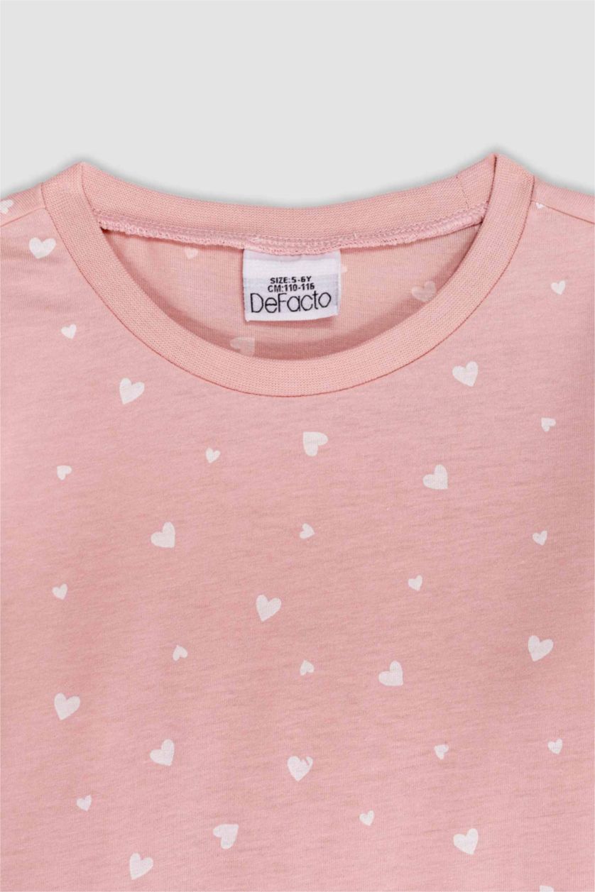 BABY GIRL Pink Baby Girl Heart Patterned Cotton 2 Piece Pajama Set
