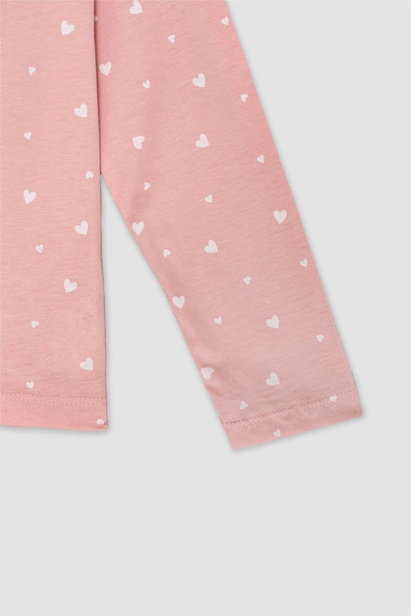 BABY GIRL Pink Baby Girl Heart Patterned Cotton 2 Piece Pajama Set