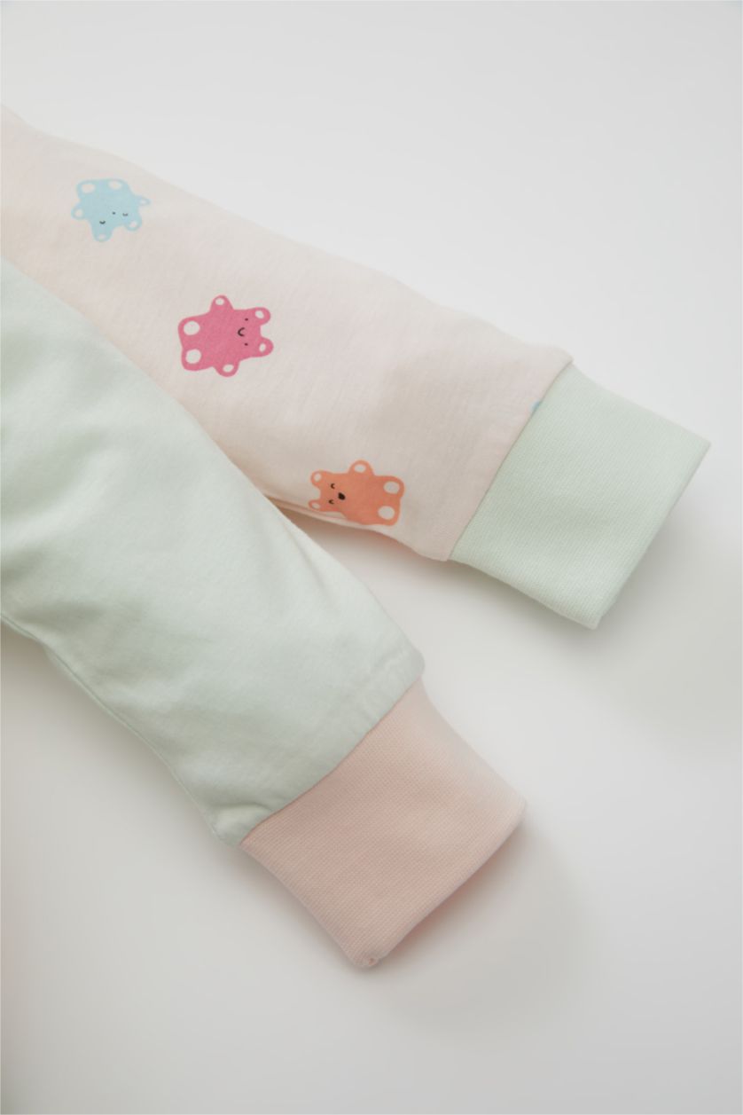 BABY GIRL Light Pink Girl Food Printed Cotton 4 Piece Pajama Set