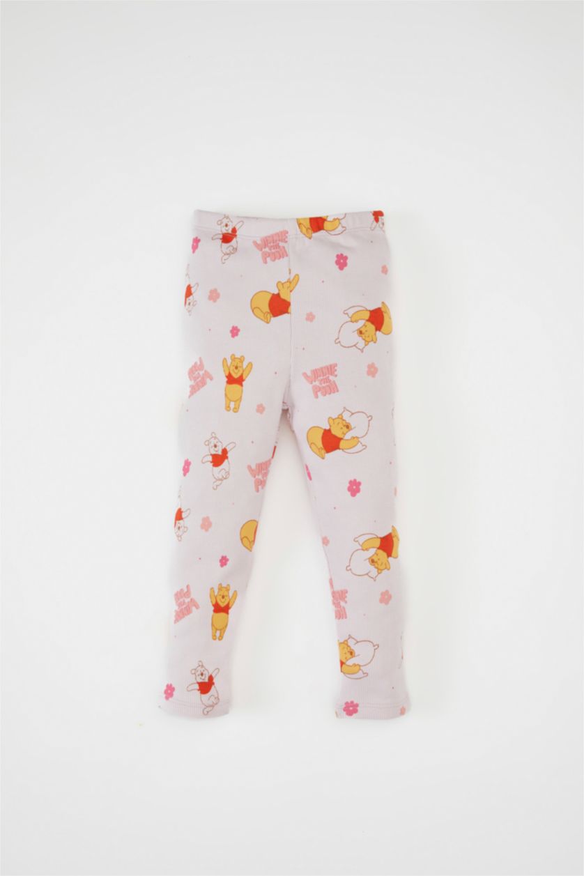 Kız Bebek Açık Pembe Kız Bebek Pijama Takımı Disney Winnie The Pooh Fitilli Uzun Kollu Üst Uzun Alt