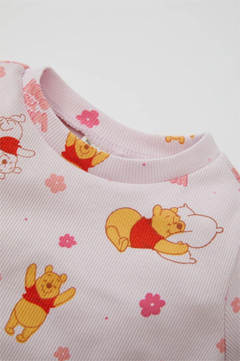 Kız Bebek Açık Pembe Kız Bebek Pijama Takımı Disney Winnie The Pooh Fitilli Uzun Kollu Üst Uzun Alt