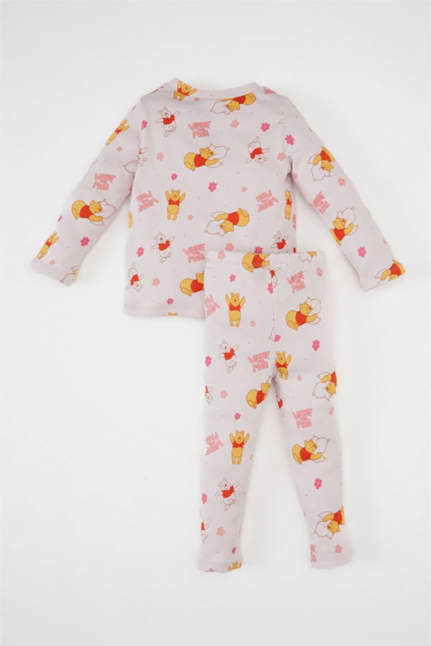 Kız Bebek Açık Pembe Kız Bebek Pijama Takımı Disney Winnie The Pooh Fitilli Uzun Kollu Üst Uzun Alt
