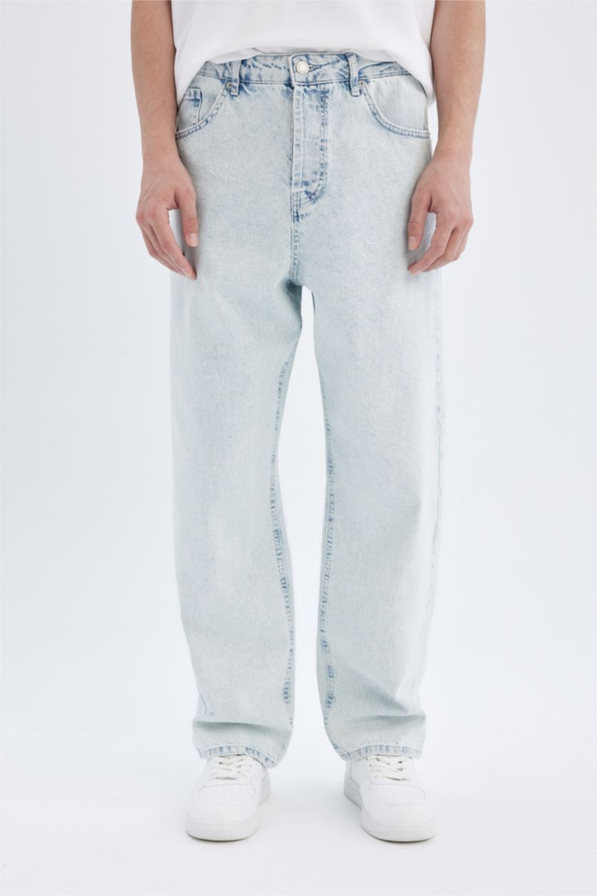 رجال أزرق ثلجي Baggy Fit Trousers