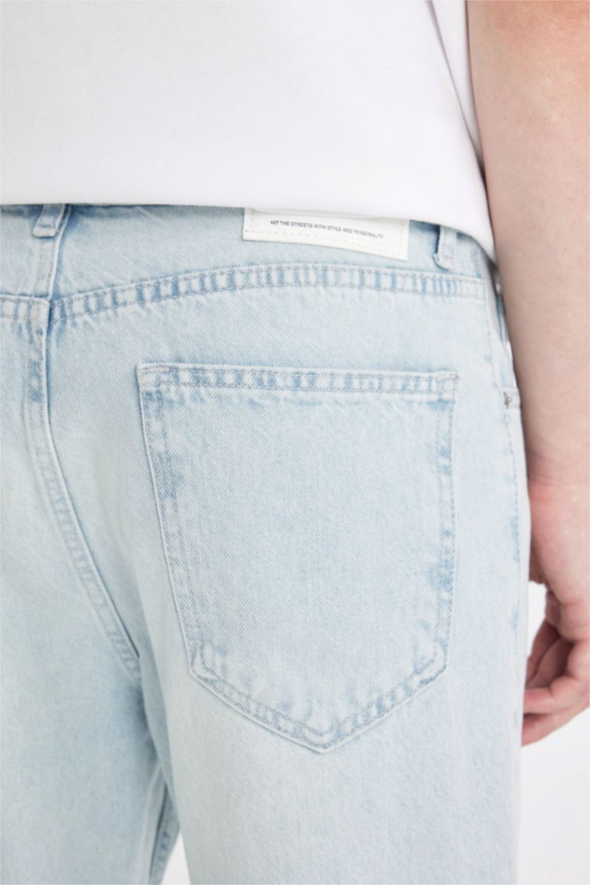 Erkek Buz Mavi 90's Slim Fit Dar Kalıp Yüksek Bel Dar Paça Jean Pantolon