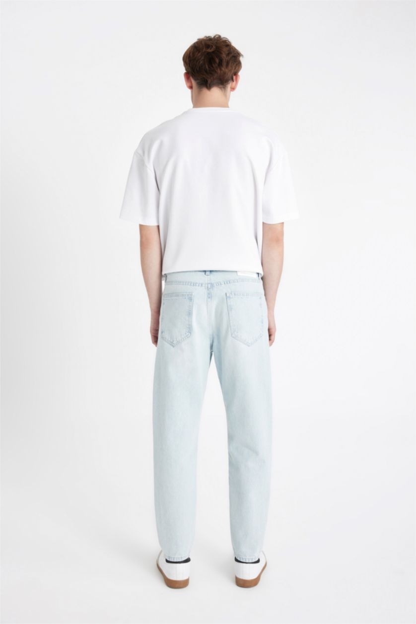 Erkek Buz Mavi 90's Slim Fit Dar Kalıp Yüksek Bel Dar Paça Jean Pantolon