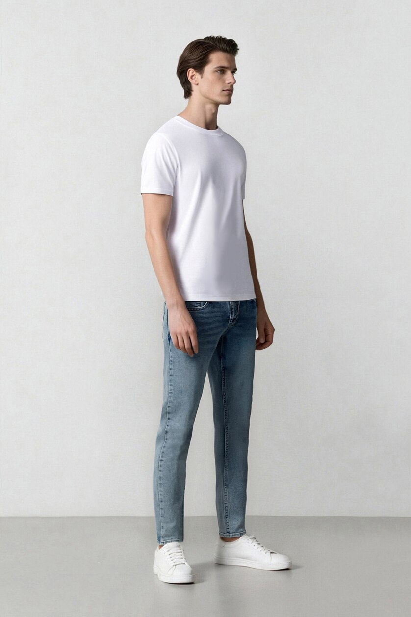 MAN Ice Blue Carlo Skinny Fit Trousers